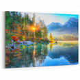 Radiant Sunrise Lake Art - Vibrant Forest Reflection Scenic Photography