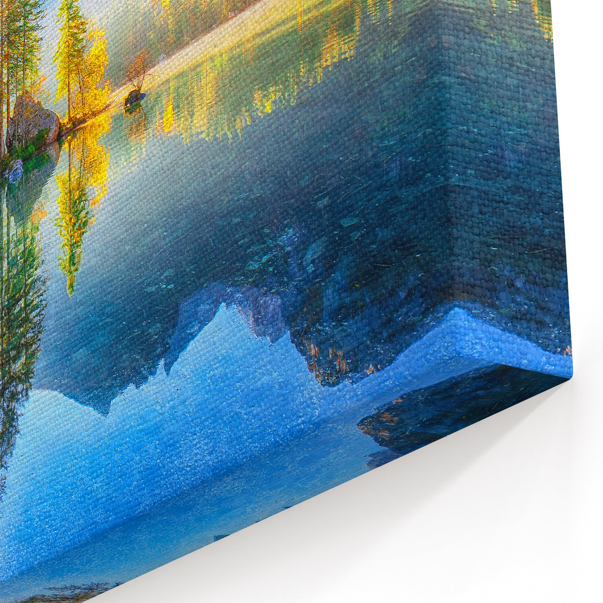 Radiant Sunrise Lake Art - Vibrant Forest Reflection Scenic Photography