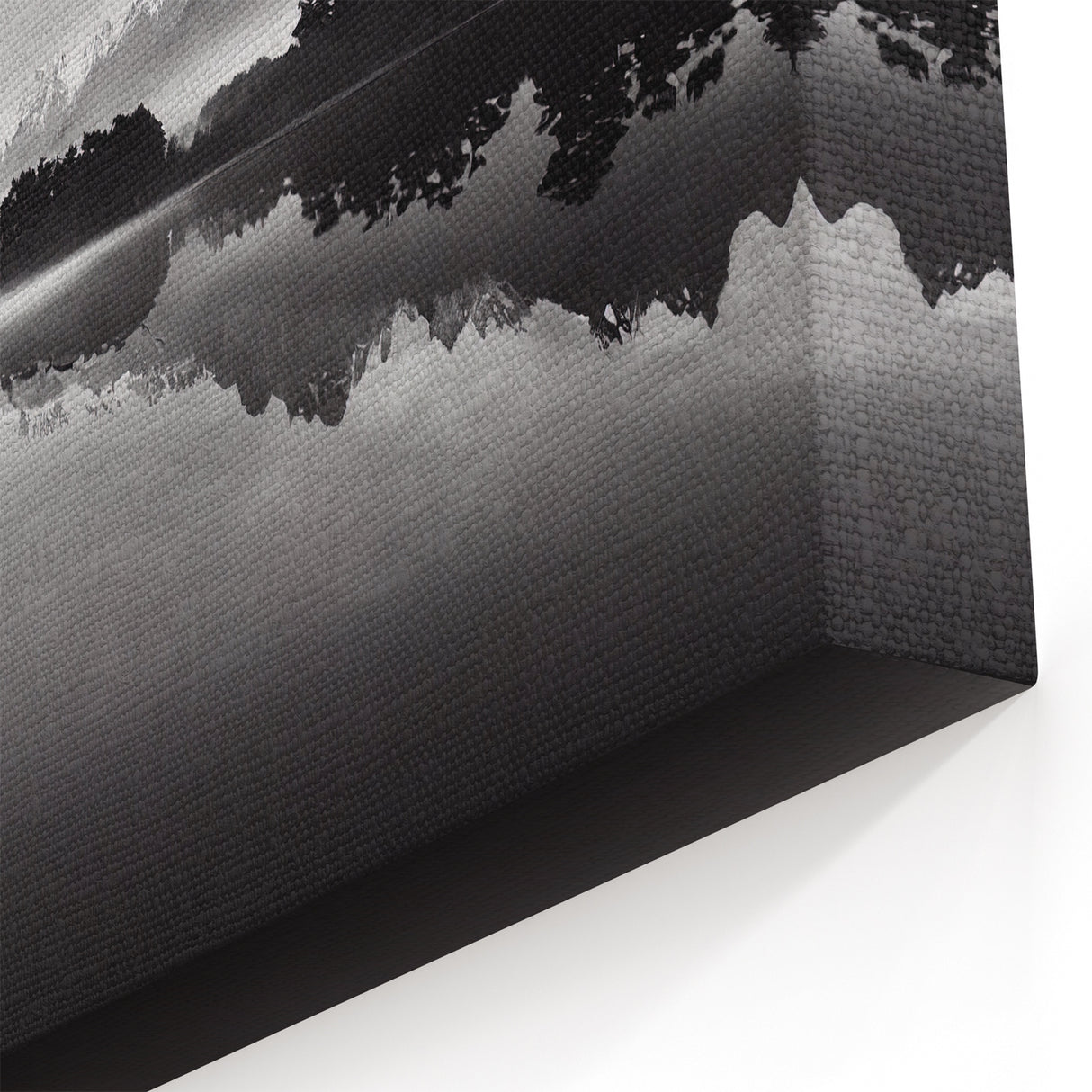 Misty Mountain Reflection - Black and White Serene Lake Photography Art