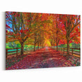 Vibrant Tree Wall Art - Autumn Pathway Landscape Canvas Print