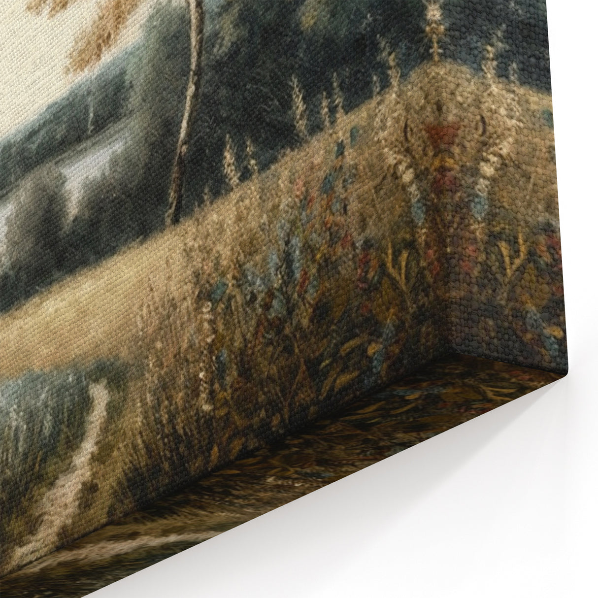 Vintage Tree Wall Art - Tranquil Lakeside Landscape Canvas Print