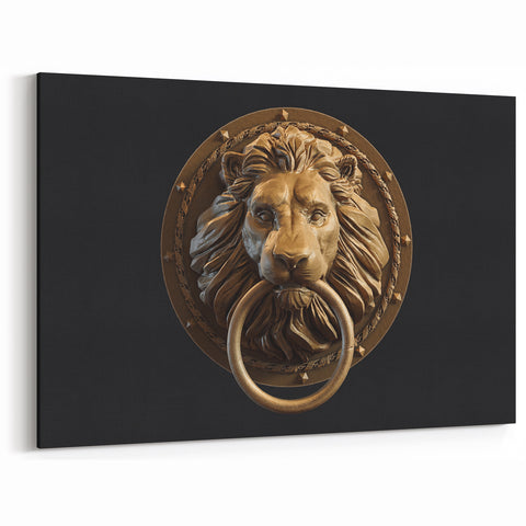 Bronze Hardware Wall Art - Regal Lion Knocker Canvas Print & Decor
