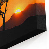 Sunset Tree Silhouette Wall Art - African Landscape Canvas Print