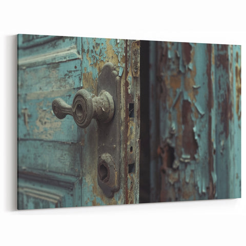 Rustic Hardware Wall Art - Weathered Door Handle Canvas Print & Decor