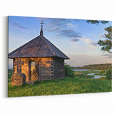 Rustic Wooden Chapel Wall Art - Tranquil Landscape Canvas Print