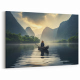 Serene Lake Wall Art with Misty Mountains - Scenic Tranquil Lake Print