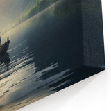 Serene Lake Wall Art with Misty Mountains - Scenic Tranquil Lake Print