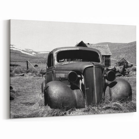 Dereliction Wall Art - Vintage Car in Ruins, Urban Decay Canvas