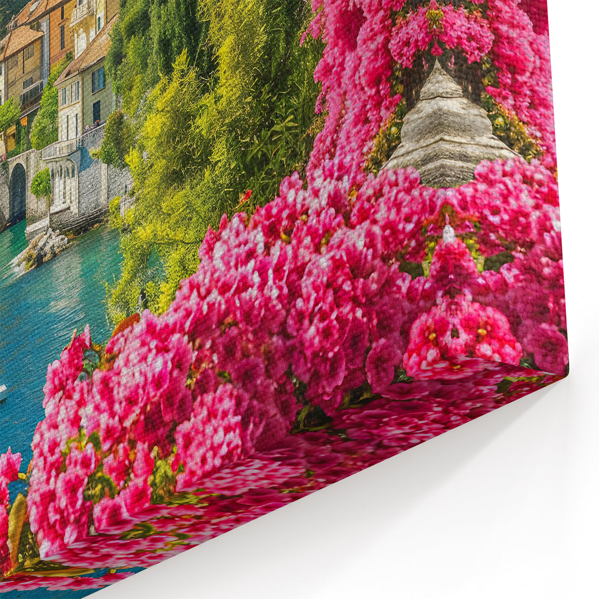 Charming Lakeside Village Wall Art - Vibrant Mediterranean Print