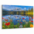 Vibrant Mountain Lake Wall Art - Scenic Wildflower Landscape Print