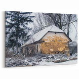 Dereliction Wall Art - Abandoned Winter Cottage, Rustic Decay Canvas