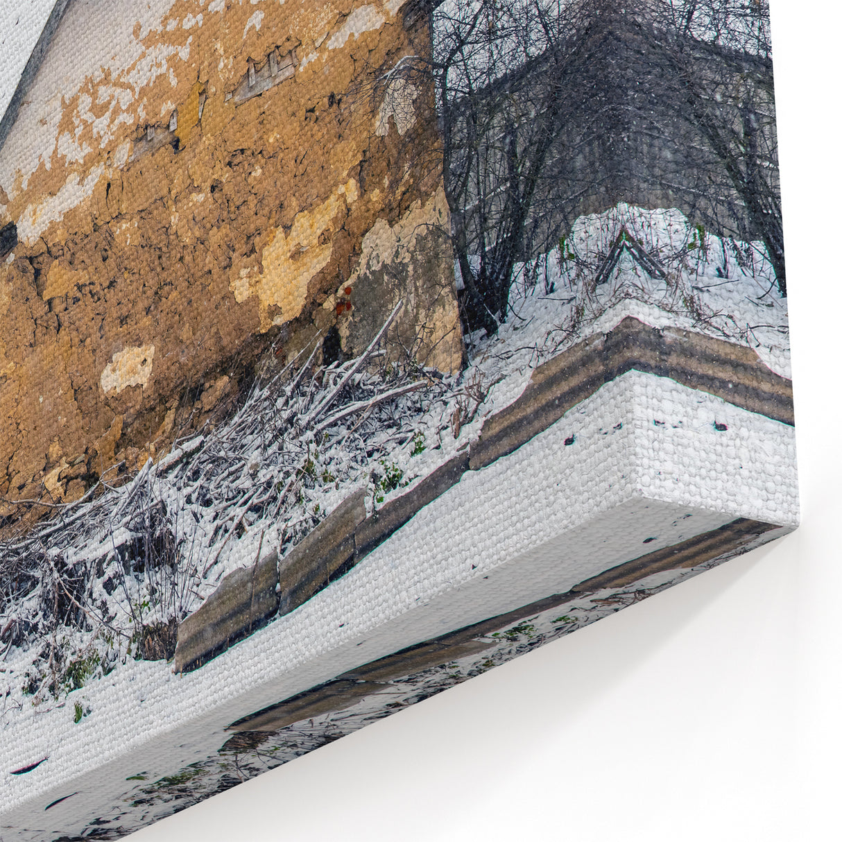 Dereliction Wall Art - Abandoned Winter Cottage, Rustic Decay Canvas