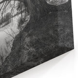 Black and White Lake Tree Wall Art - Dramatic Sunburst Landscape Print