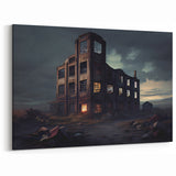 Dereliction Wall Art - Abandoned Building at Dusk, Urban Decay Canvas