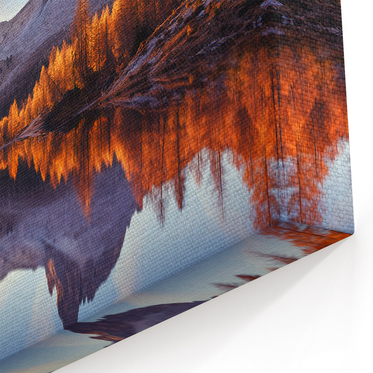 Golden Autumn Reflections - Scenic Lake Wall Art with Mountain Views