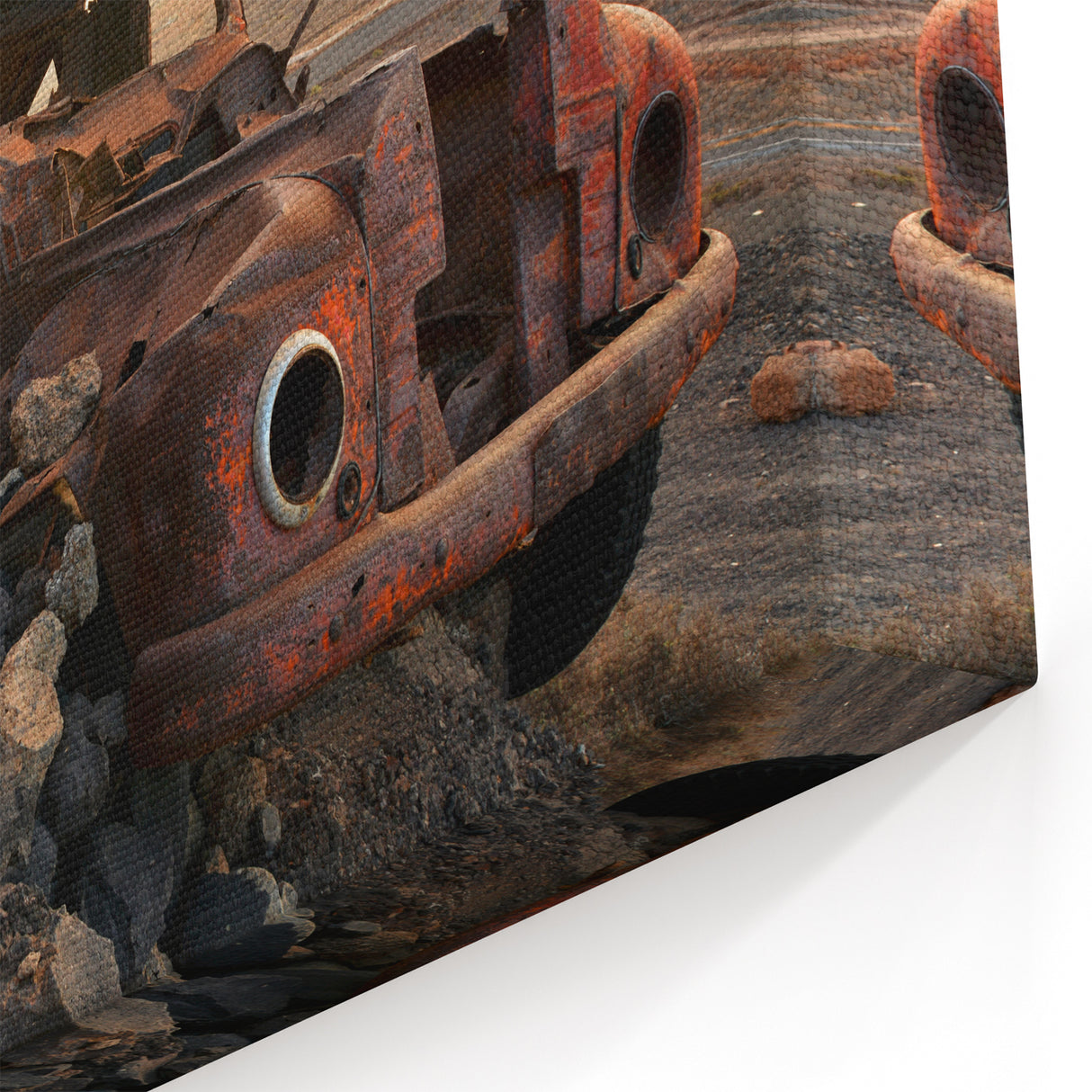 Dereliction Wall Art - Abandoned Rusted Truck in Desert Urban Decay Canvas