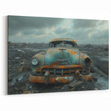 Urban Decay Canvas - Rusted Vintage Car in Wasteland Dereliction Art