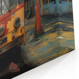 Vintage Urban Decay Canvas - Abandoned Bus in Forgotten Warehouse Art