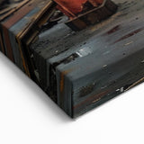 Vintage Urban Decay Canvas - Abandoned Bus in Forgotten Warehouse Art