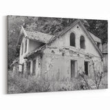 Black & White Derelict House Art - Abandoned Rural Architecture Print