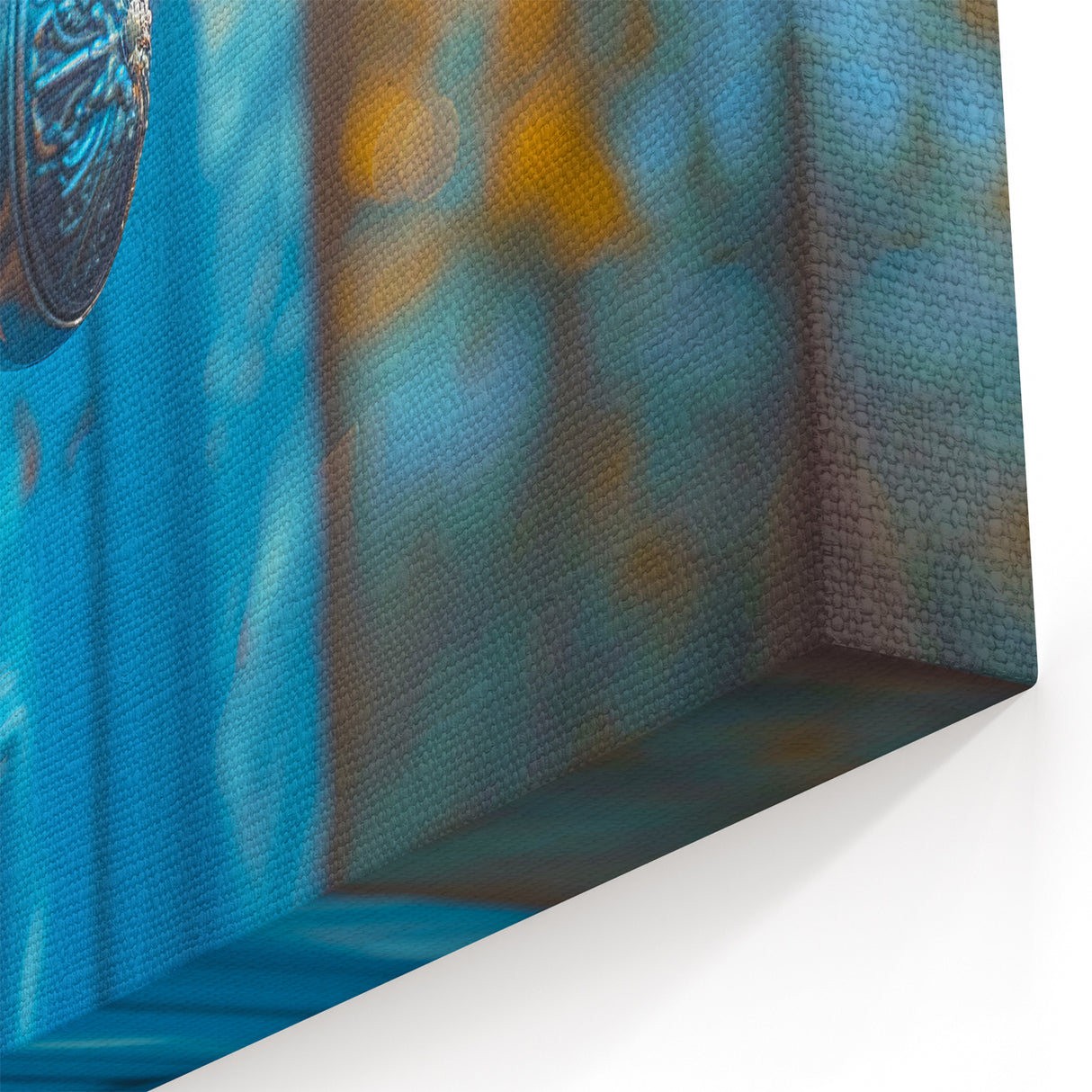 Bright Blue Hardware Wall Art - Rustic Doorknob Canvas Print