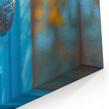 Bright Blue Hardware Wall Art - Rustic Doorknob Canvas Print