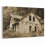 Sepia-Toned Derelict House Art - Vintage Abandoned Architecture Print