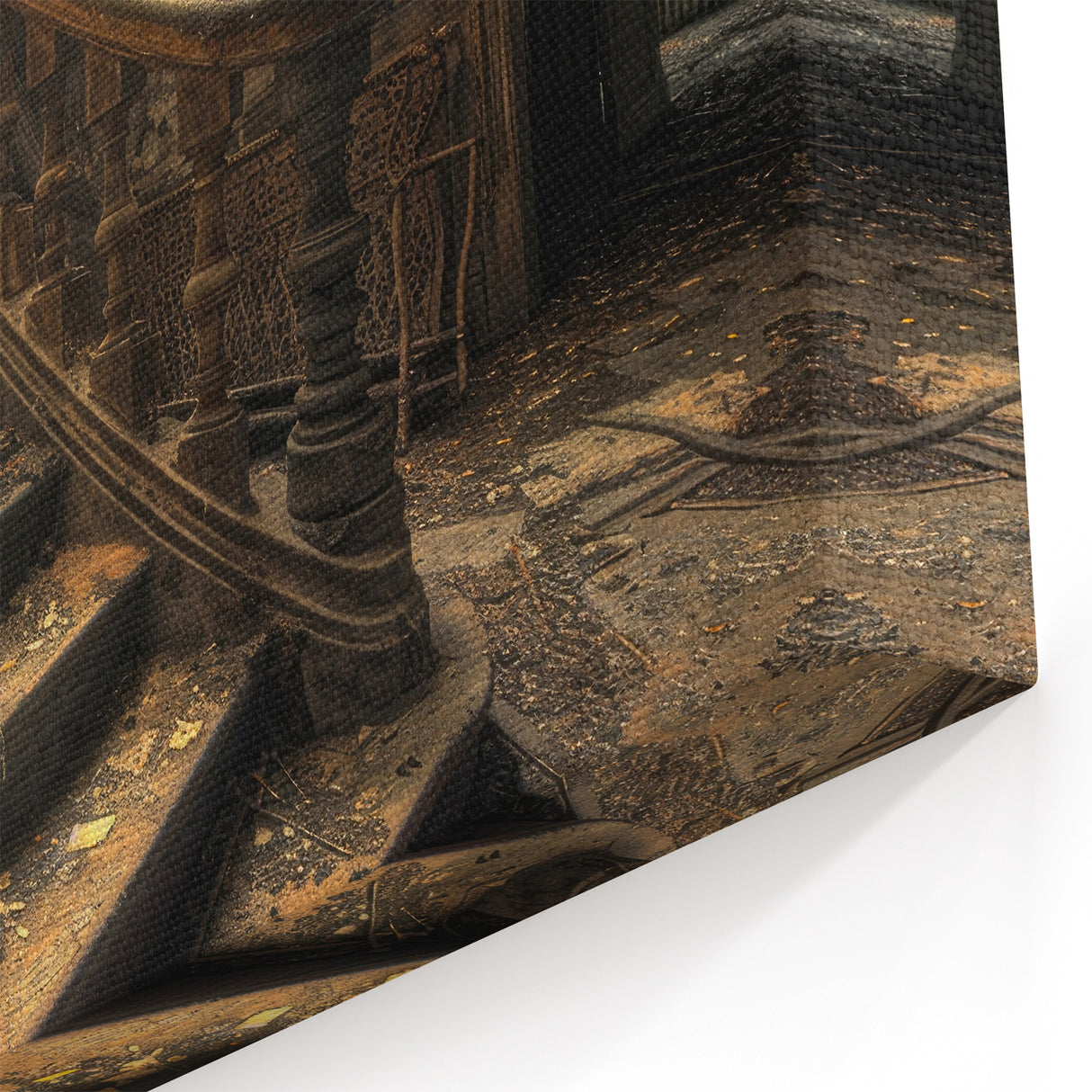 Vintage Staircase Decay Art - Abandoned Mansion Interior Print