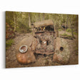 Rustic Abandoned Car Art - Vintage Automotive Decay in Forest Print
