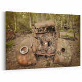 Rustic Abandoned Car Art - Vintage Automotive Decay in Forest Print