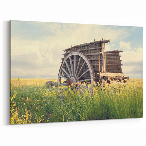 Vintage Wagon Decay Art - Abandoned Rustic Cart in Field Print