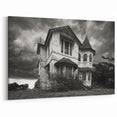 Haunting Abandoned Mansion Art - Black & White Gothic House Print