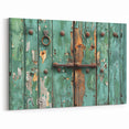 Weathered Green Hardware Wall Art - Rustic Door and Lock Canvas Print