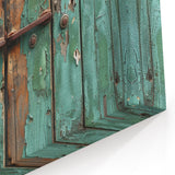 Weathered Green Hardware Wall Art - Rustic Door and Lock Canvas Print