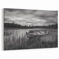 Rustic Abandoned Boat - Black and White Lake Wall Art with Timeless Charm