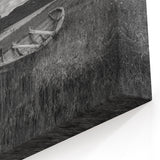 Rustic Abandoned Boat - Black and White Lake Wall Art with Timeless Charm