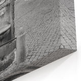 Classic Architectural Fountain Wall Art - Black and White Canvas Print