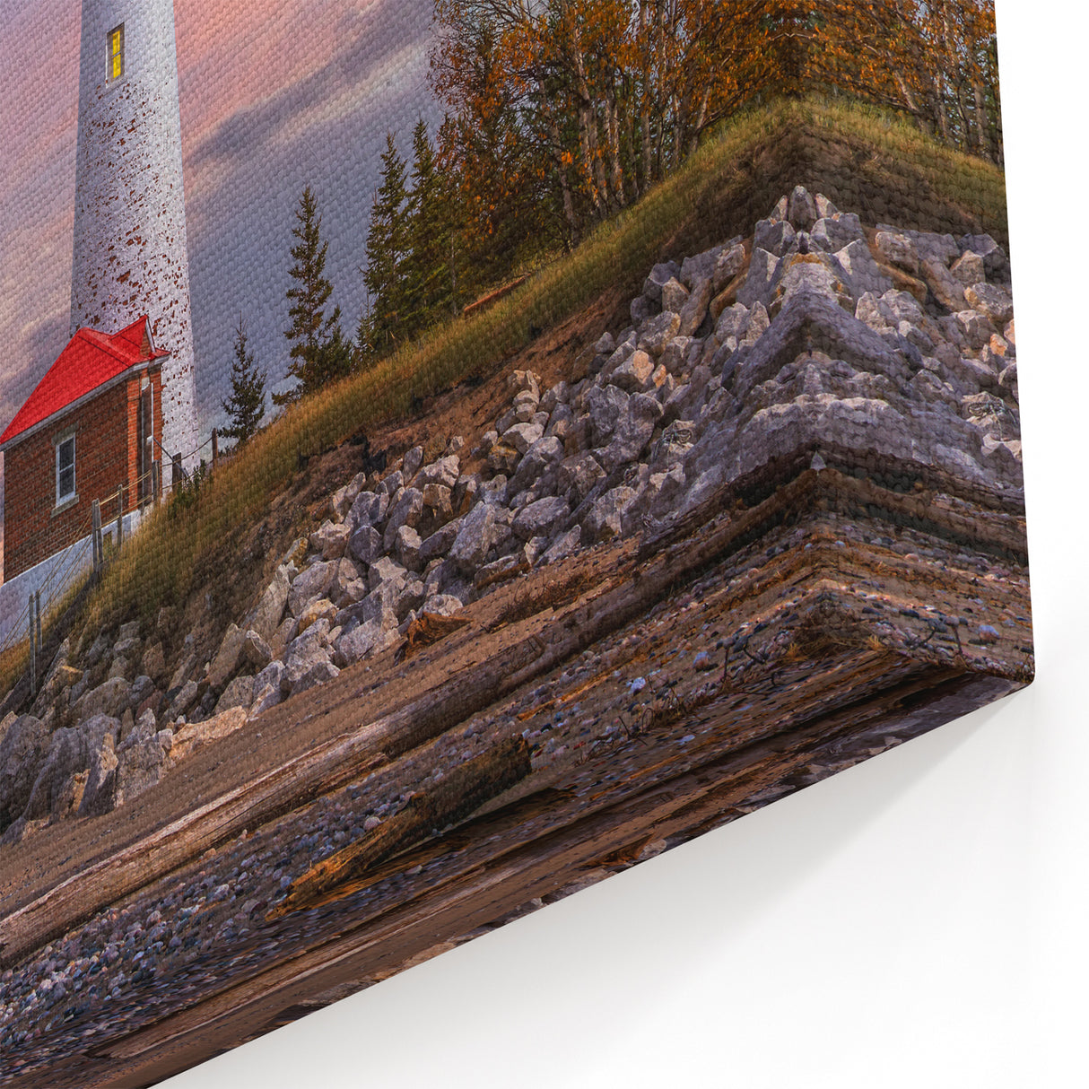 Scenic Lighthouse Picture - Coastal Sunset Wall Art Nautical Decor