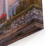 Scenic Lighthouse Picture - Coastal Sunset Wall Art Nautical Decor