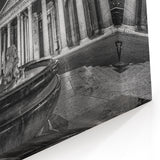 Historic Pantheon Fountain Wall Art - Black and White Canvas Print