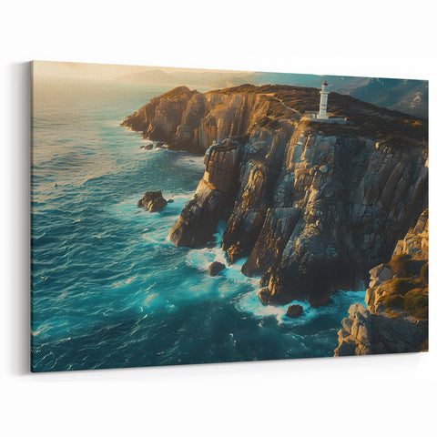 Lighthouse Coastal Cliffs Canvas – Dramatic Ocean View Wall Art Decor
