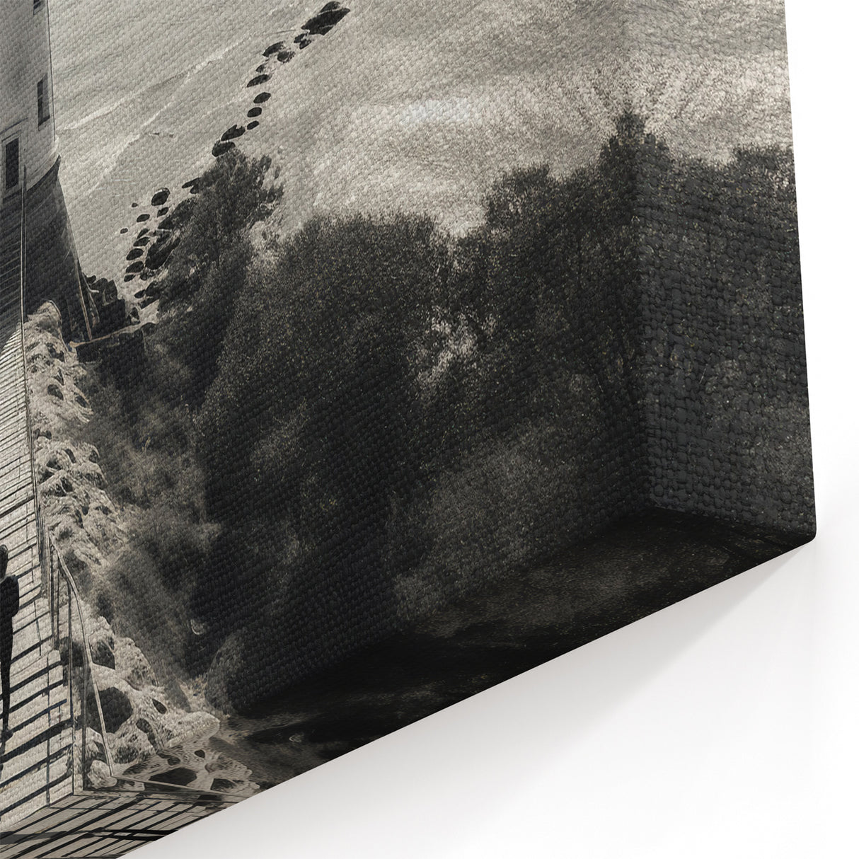 Monochrome Lighthouse Pathway - Coastal Wall Art Scenic Decor