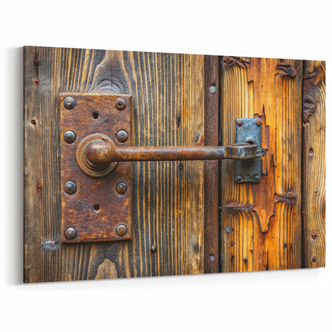Rustic Hardware Wall Art - Vintage Iron Latch on Wood Canvas Print