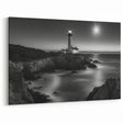 Moonlit Lighthouse on Rocks - Dramatic Coastal Wall Art Night Decor