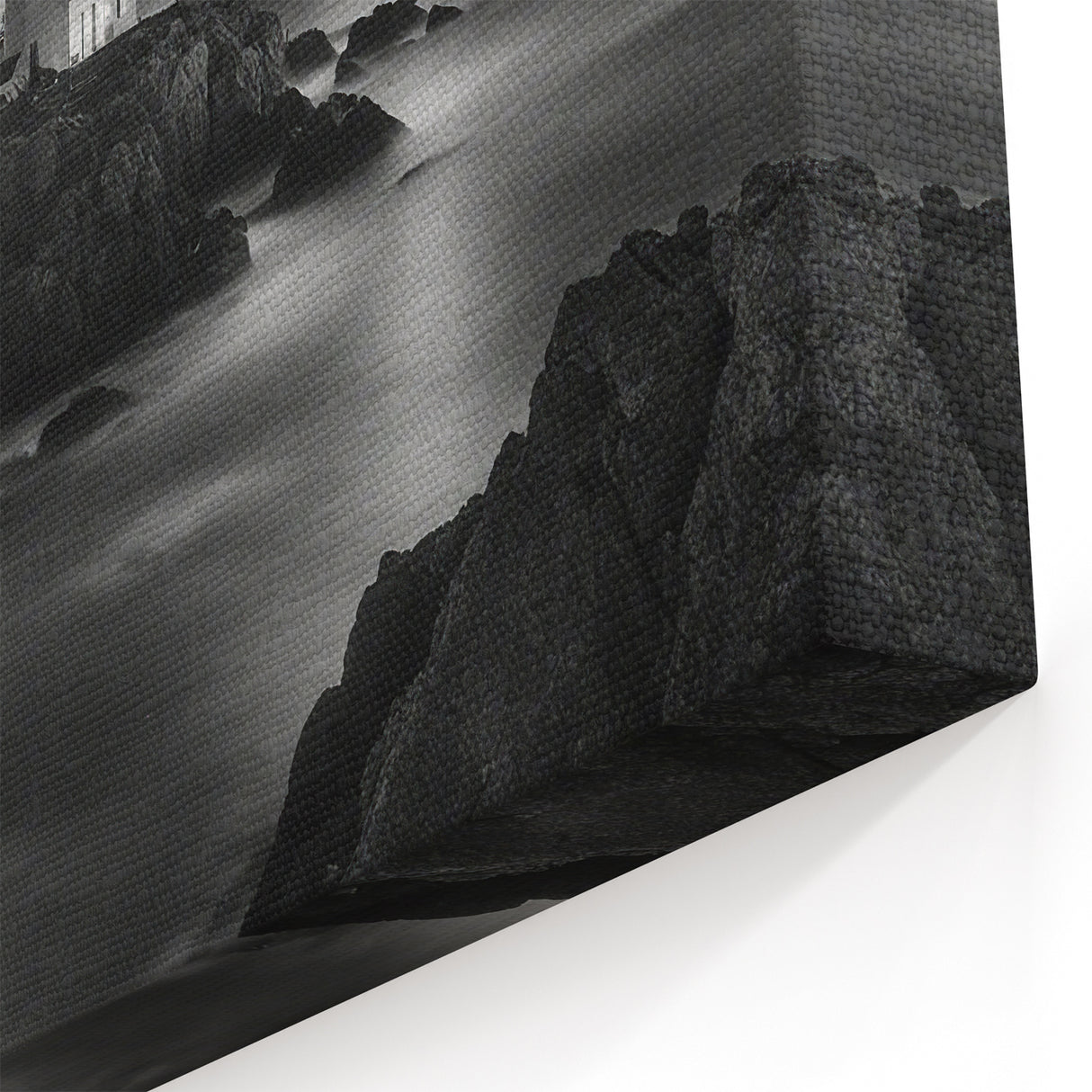 Moonlit Lighthouse on Rocks - Dramatic Coastal Wall Art Night Decor