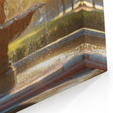 Serene Park Fountain Wall Art - Golden Morning Glow Canvas Print