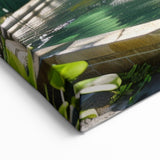 Tropical Garden Fountain Wall Art - Lush Greenery Canvas Print
