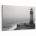 Foggy Lighthouse by the Sea - Minimalist Coastal Wall Art Decor