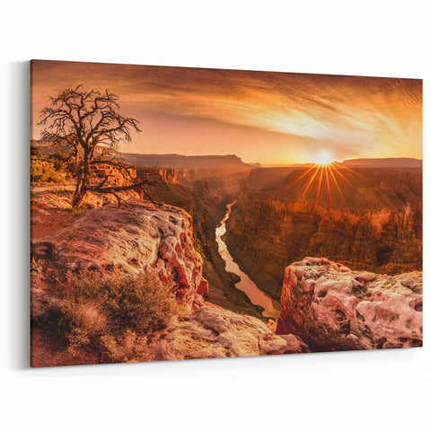 Golden Canyon Cliffs Wall Art – Sunset Cliff Canvas for Home Decor