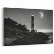 Moonlit Lighthouse with Stripes - Dramatic Coastal Wall Art Decor